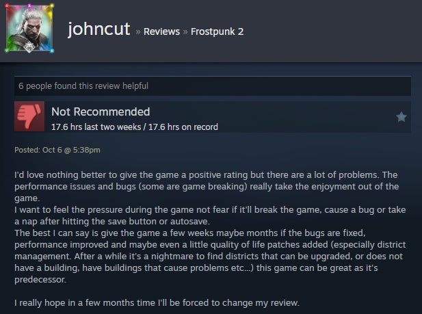 Imagem do artigo intitulado Frozen City Builder Frostpunk 2, conforme contado pelas avaliações do Steam